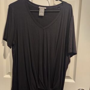 Women's Black Draped TSHIRT